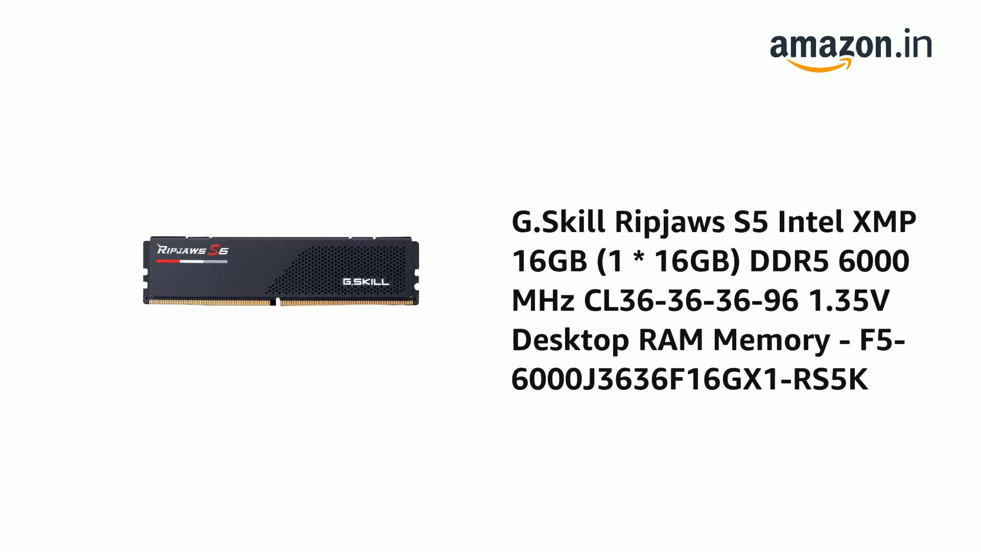 Amazon.in: Buy G.Skill Ripjaws S5 Intel XMP 16GB (1 * 16GB) DDR5